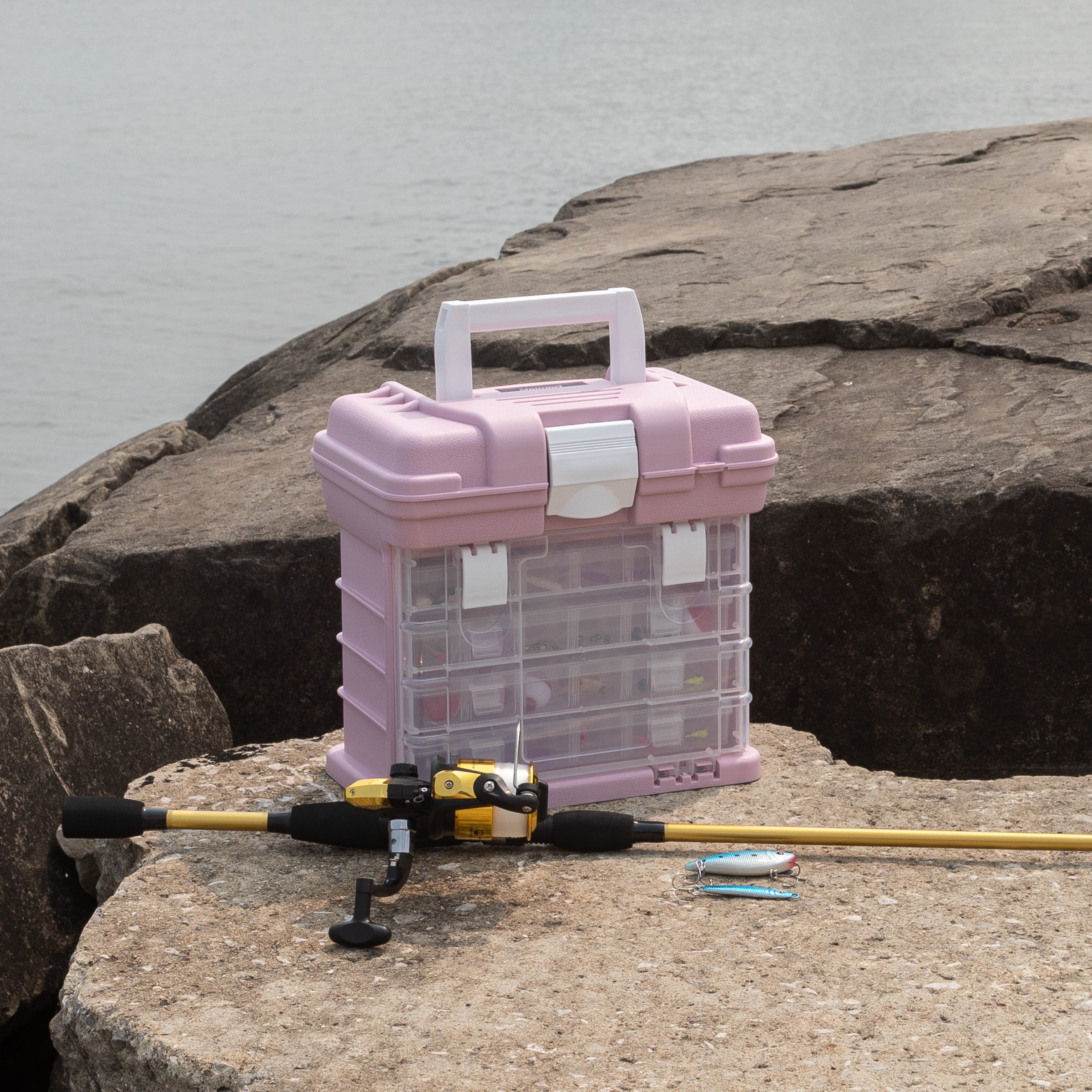 Stalwart Small Parts Organizer Toolbox for Hardware, Tackle or Crafts, Pink