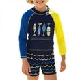 thumbnail image 3 of Kiijoy Boys 2-Piece Swimsuit Fish Print Long Sleeve Swim Shirt Shorts Bathing Suit, Sizes 2-10, 3 of 3