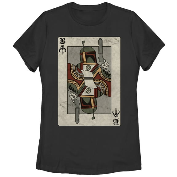 Women's Star Wars Boba Fett Playing Card Graphic Tee Black Large
