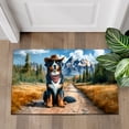 thumbnail image 4 of Welcome Fall Western Cowboy Bernese Mountain Dog Enjoys Majestic Autumn Doormat Berner Lover Gifts Indoor Outdoor Welcome Mat - 01007, 4 of 5