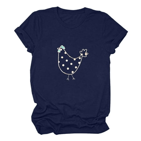 

Long Sleeve Shirts for Women Womens Long Sleeve Tops Women s Short Sleeve T-shirt Good Luck Chicken Farmer Funny Letter Print Tops Workout Tops Workout Tank Tops for Women Clearance Blue S