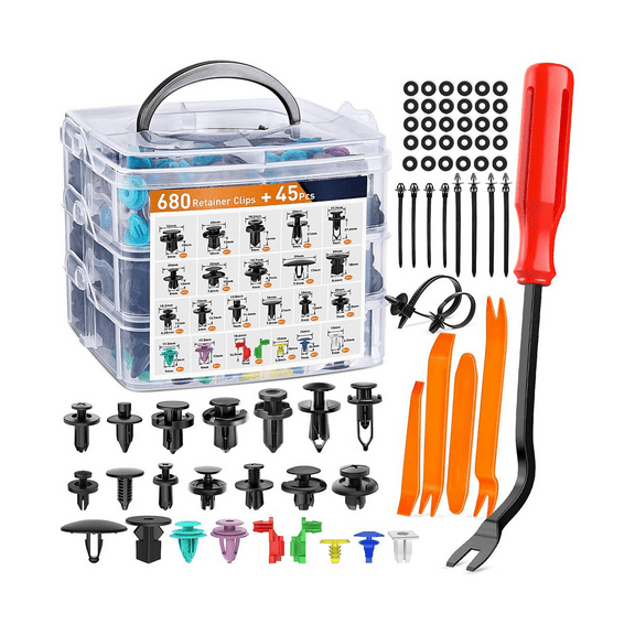 725Pcs Car Push Retainer Clips & Auto Fasteners Assortment - 23 Prevalent Sizes Bumper Mudguard Rivets with