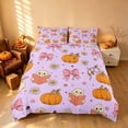 thumbnail image 3 of Homewish Halloween Spooky Animal Duvet Cover Queen, Bow Pumpkin Star Queen Bedding, Lavender, Pink Reversible 3-Piece, 1 Duvet Cover and 2 Pillowcases, 3 of 6
