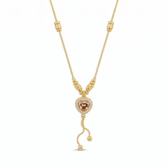 AlKhalil - Elegant Heart Pendant Necklace with Sparkling Crystal Accents and Adjustable Chain