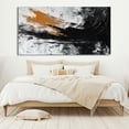 thumbnail image 2 of Large abstract black and white painting, black and white art black and white painting large modern textured black and white wall painting hallway art,(114*229cm)45*90 Inches,Unstretched,Frameless, 2 of 4