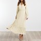 thumbnail image 5 of Vestido largo bohemio con lunares, corte en A, vestido escalonado con volantes para mujer, traje diario Ygjytge Beige T S para Mujer, 5 of 5