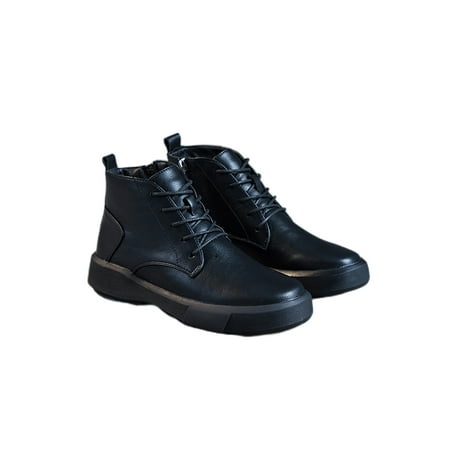 

Woobling Ladies Casual Leather Boot Low Heel Office Comfort Mid Top Ankle Boots Black (Plush Lined) 4.5