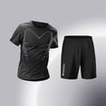 thumbnail image 2 of Men's 2 Piece Summer Outfits Sets Crew Neck Short Sleeve Shirts Elastic Waisted Shorts Men Solid Color Lightweight Outdoor Sport Running Training T-Shirts Sets, 2 of 8