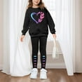 thumbnail image 2 of TAmten 6 Year Old Girl Clothes 3-14 T Kids Toddler Girl Clothes Heart Print Sweatshirt Flared Pants 2Pc Outfits Set(Black,3#Black), 2 of 4