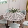 thumbnail image 2 of Purple Floral Fitted Tablecloth with Elastic Edged, Round Table Cloth for Dining Table, Spring Plants Flowers Vintage Rustic Waterproof Oil Proof Table Cover for Indoor Outdoor 45"-54", 2 of 8