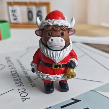 Tyidzon Christmas Cow Resin Statue For Festive Home Decor