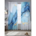 thumbnail image 2 of Abstract Art Sheer Curtains 108 Inch Long 2 Panels, Teal Gold Gradient Marble Texture Light Filtering Rod Pocket Semi Sheer Curtains, Sheer Voile Drapes for Living Room Bedroom, 52"x108", 2 of 5