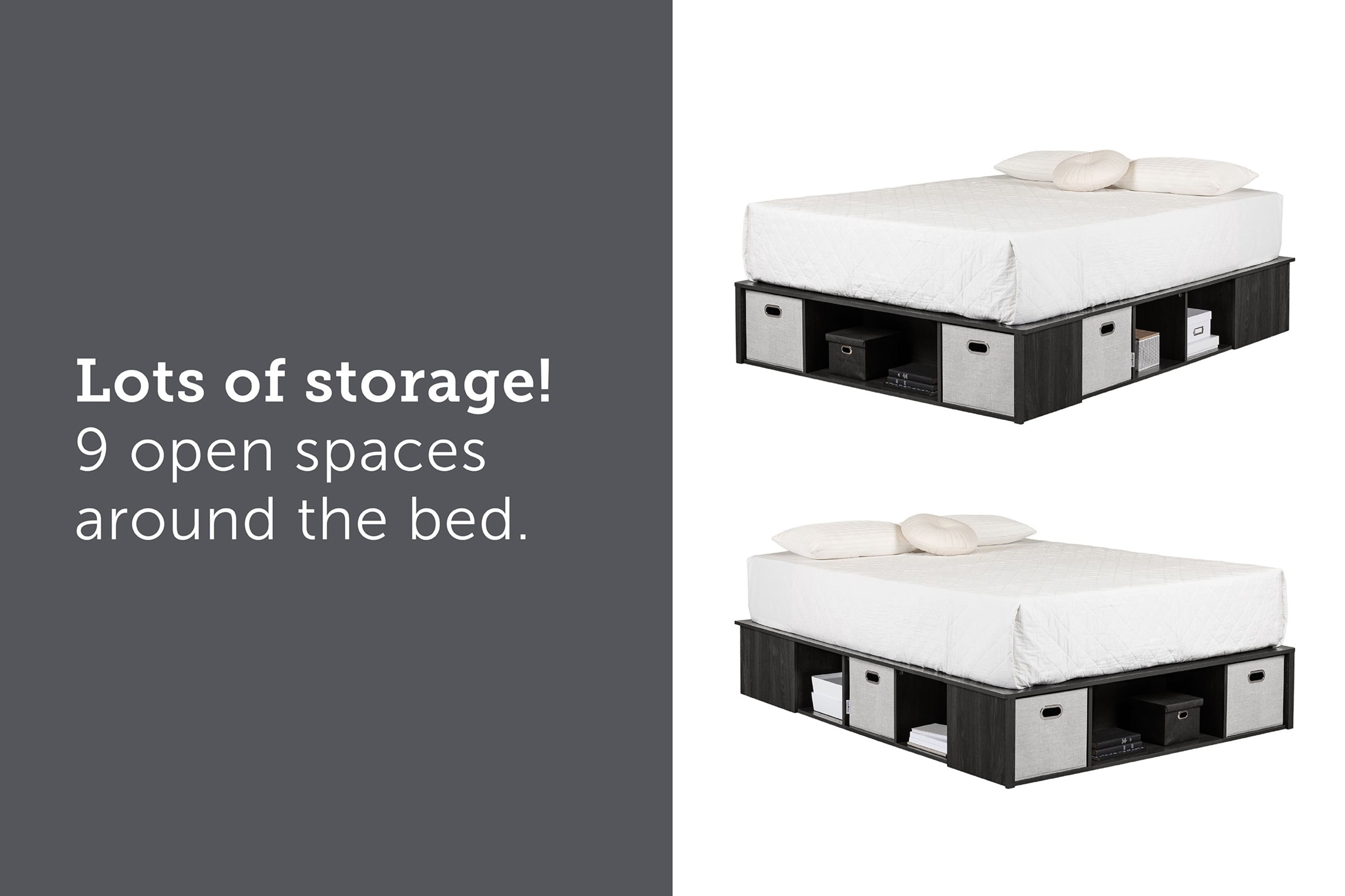 South shore flexible platform bed 2024 with storage and baskets full