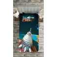 thumbnail image 3 of Ambesonne Cartoon Quilted Bedspread Set 2 Pcs, Spacecraft Planet Space, Twin Size, Multicolor, 3 of 3