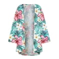 thumbnail image 5 of BangWanChi Beach Cover ups for Women 2024 Women's Summer Floral Print Puff Sleeve Cardigan Loose Cover Up Casual Blouse Summer Trendy Tops, 5 of 5