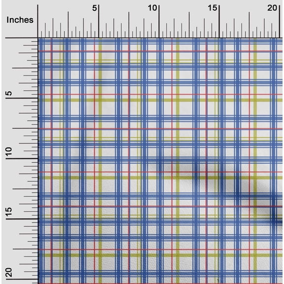 oneOone Cotton Cambric Fabric Madras Check Print Sewing Fabric BTY 56 Inch Wide