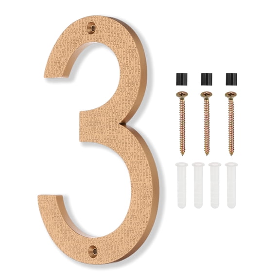 8 Inch House Numbers, House Address Numbers Sign Large Floating House Numbers Modern House Numbers with Screws for Outside Door Wall Street, Gold, 3