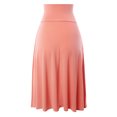 thumbnail image 3 of A2Y Women's Solid A-Line Fold Over Waist Band Flared Midi Skirt Ash Rose M, 3 of 3
