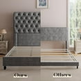 thumbnail image 3 of Merluxy Queen Bed Frame with 59.1" Sleigh Headboard,Velvet Upholstered,No Box Spring Needed,Light Gray, 3 of 8