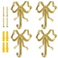 thumbnail image 2 of Gold Bow Wall Hooks, Set of 4 Brass Vintage Decorative Hooks for Towels Coat, Bathroom Kitchen Living Room Entryway, Hardware Included, 2 of 6