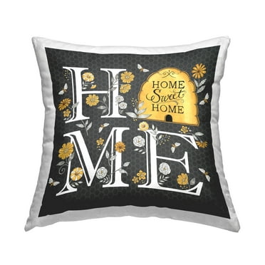Stupell Industries Sweet Home Floral Beehive Printed Throw Pillow Design by Deb Strain