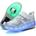 thumbnail image 1 of QOEUCME Zapatos con luz LED para principiantes con ruedas, patines para niños, patines brillantes, zapatos de skate, zapatos luminosos al aire libre para fiesta, cumpleaños, Navidad, el mejor regalo, 1 of 4