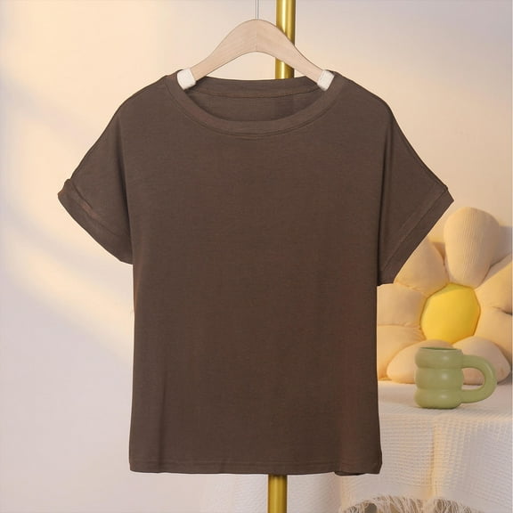 Women's Plus Size Short Sleeve Tops Under $10 ​Free Shipping Summer Casual Solid Color Loose Sleeveless V-Neck Top