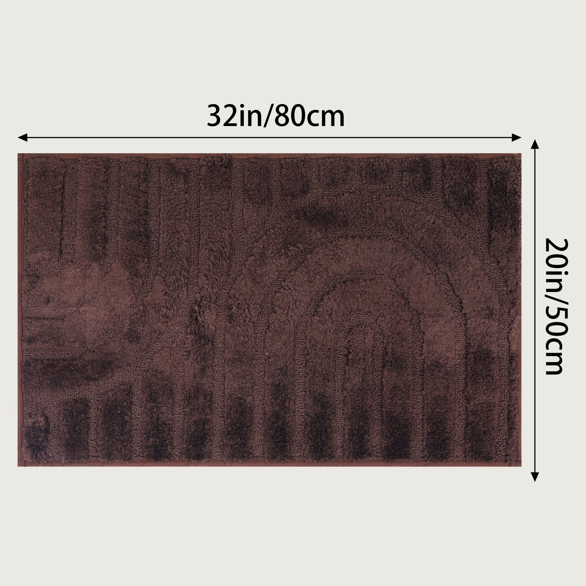 Unique Bargains Geometry Pattern Bathroom Rugs Mat Soft Bath Floor Rugs Brown 20" x 32"