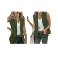 thumbnail image 3 of Women'S Sleeveless Blazer Vest Casual Open Front Single Button Summer Jacket with Pockets Army Green XXXL, 3 of 6
