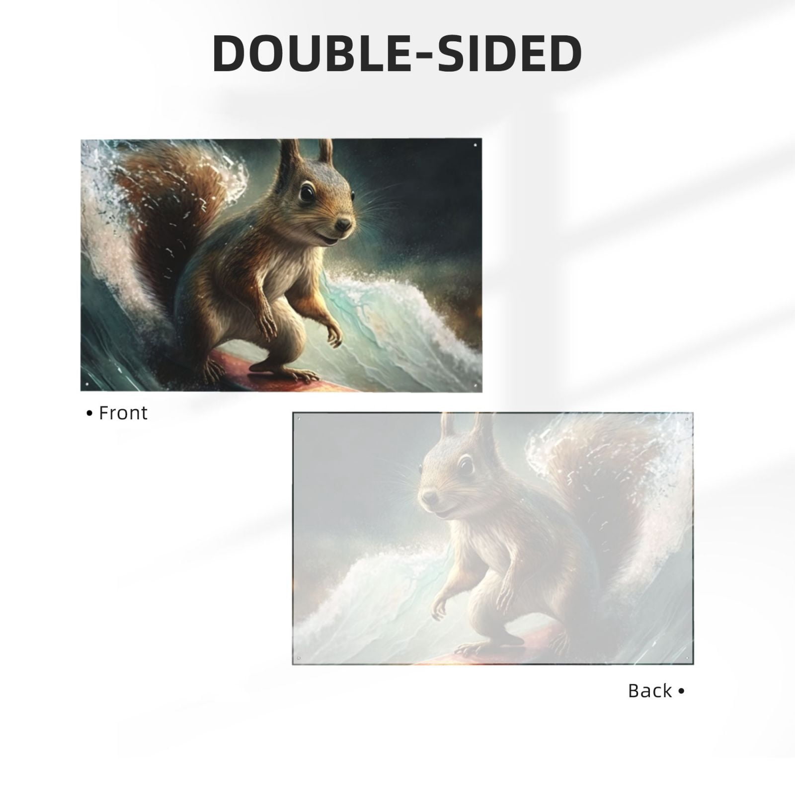 Squirrel Surf Funny Four Hole Decorated Banner Flag for Garden Yard Home Decoration Indoor Outdoor 4x6 Ft