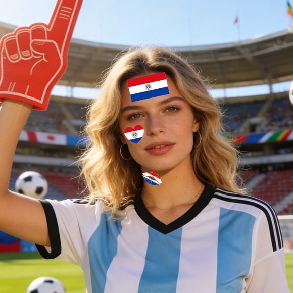 Tatuajes temporales para aficionados al fútbol | Paquete de 10 calcomanías para rostro y cuerpo para el día del partido