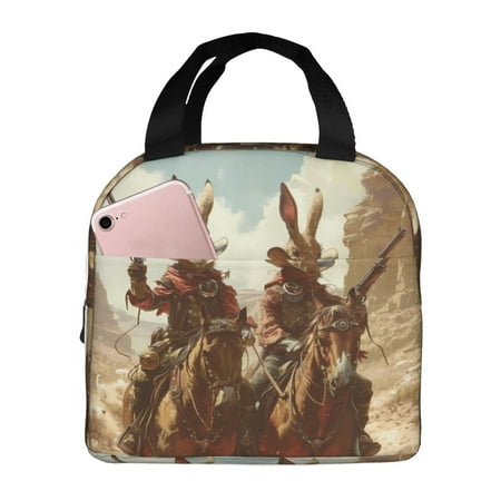 Insulated Lunch Bag for Women Men - Western Rabbit Cowboy Leakproof Cooler Lunch Box for Women Men  Lunch Tote Bags for Work School Picnic Travel