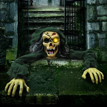JOYIN Light-Up Climbing Zombie Groundbreaker with Creepy Sound for Halloween Outdoor Decoration