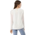 thumbnail image 6 of MODA NOVA Junior's Lace Floral Panel Long Sleeves Blouse White S, 6 of 7