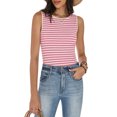 thumbnail image 3 of COCCKO Tank Top for Women 2026 Summer High Neck Sleeveless Striped Shirt Button Hollow Back Fitted Knit Camisole Tops, 3 of 7