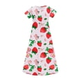 thumbnail image 4 of DAETIROS Girls Strawberry Print Maxi Dress Short Sleeve Pockets Soft Comfortable Casual Flowy Long Dress for Kids Pink,Size 11 T, 4 of 9