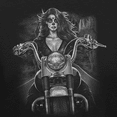 thumbnail image 2 of Teelocity Men's Tattoo Day of the Dead Girl on a Motorcycle Black Relaxed Fit Short Sleeve Graphic T-Shirt, 2 of 3