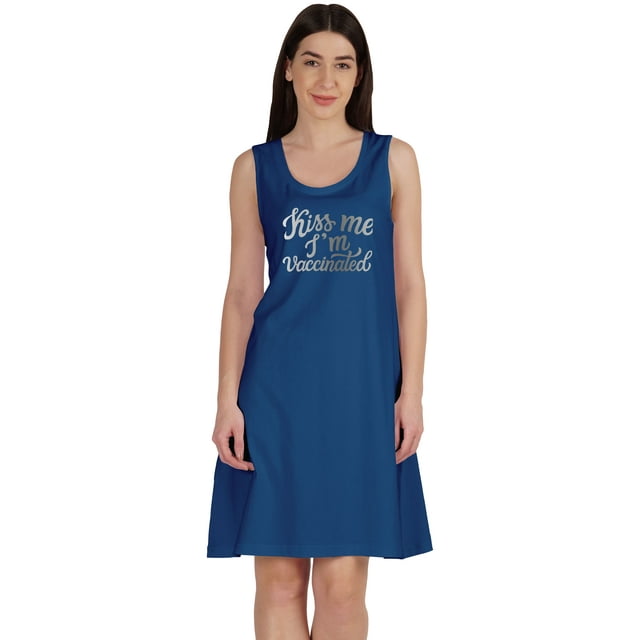 Inkmeso Kiss Me ITMm T-shirt Vacciné Drôle Pro Vaccin Robe d'Été Col Rond