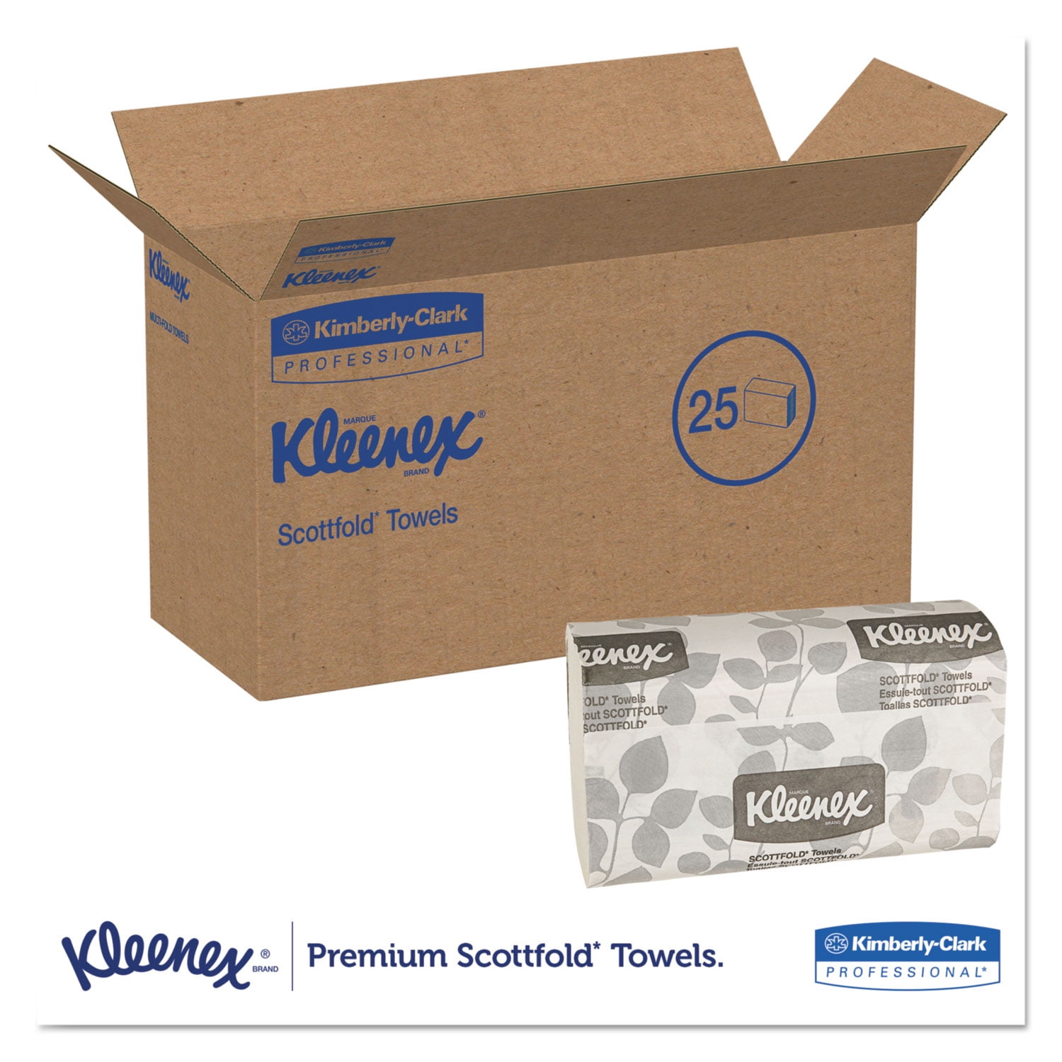 Kleenex Premiere Folded Towels, 9.4 x 12.4, White, 120/Pack, 25 Packs/Carton - KCC13254