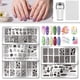 thumbnail image 1 of Kit de 5 sellos reutilizables para uñas con diseño de mariposa, flor y llamas. Texturas abstractas. Incluye sello para uñas francesas, estrella y placas de acero inoxidable., 1 of 9