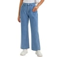 thumbnail image 1 of Jeans de pierna ancha para mujer, de cintura alta, estilo casual Y2K, jeans rectos de mezclilla a rayas, 2XL, azul, 1 of 6