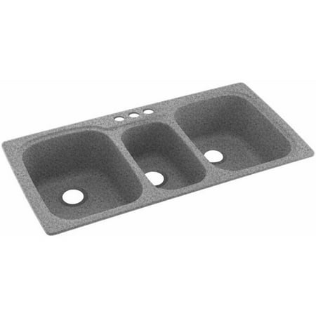 Swan Solid Surface 3 Bowl Kitchen Sink 44 X 22 With 3 Faucet Holes