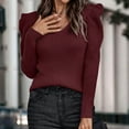 thumbnail image 6 of IROINNID Reduced Womens Sweater V-Neck Pullover Sweater Solid Color Comfy Mid-Length Long Sleeve Thin Puff Sweaters, 6 of 7