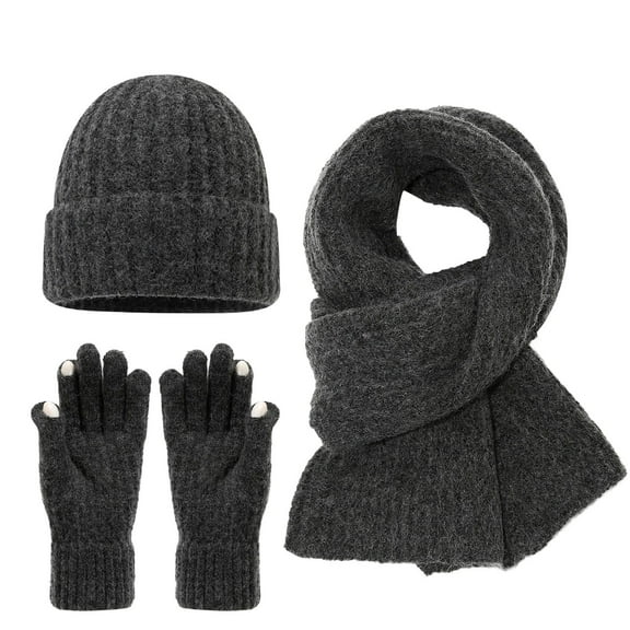 Bibifish Mens And Womens Hat Gloves Scarf Sets Winter Warm Knitted Beanies Hat Gloves And Long Scarves 3 Pc Cold Weather Hat Gloves Scarf Sets
