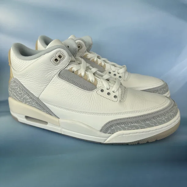 MENS A i r-Jor-dan 3 RETRO CRAFT IVORY_IVORY/GREY MIST-CREAM FJ9479-100-SIZE 11.5