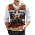 thumbnail image 2 of Men's Patriotic Star-Patterned Sleeveless Sweater Vest Red White And Blue Knit V-Neck Tank Top, 2 of 5