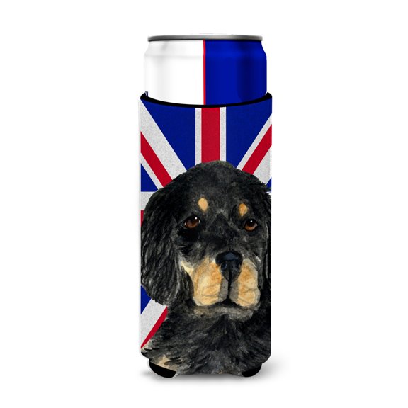 Gordon Setter with English Union Jack British Flag Ultra Hugger for slim cans