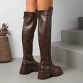 thumbnail image 4 of Xfvqtps Womens Thigh High Boots Zippeer Back Thick Sole Round Toe Faux Leather over the Knee Boots, 4 of 9