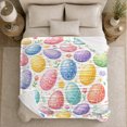thumbnail image 5 of Colorful Easter Egg Floral Pattern, Festive Holiday Scene, Warm Flannel Blanket for Living Room and Reading Nook with Detailed Artwork, Art Lovers Easter Gift, Festive Home Decor, 5 of 9