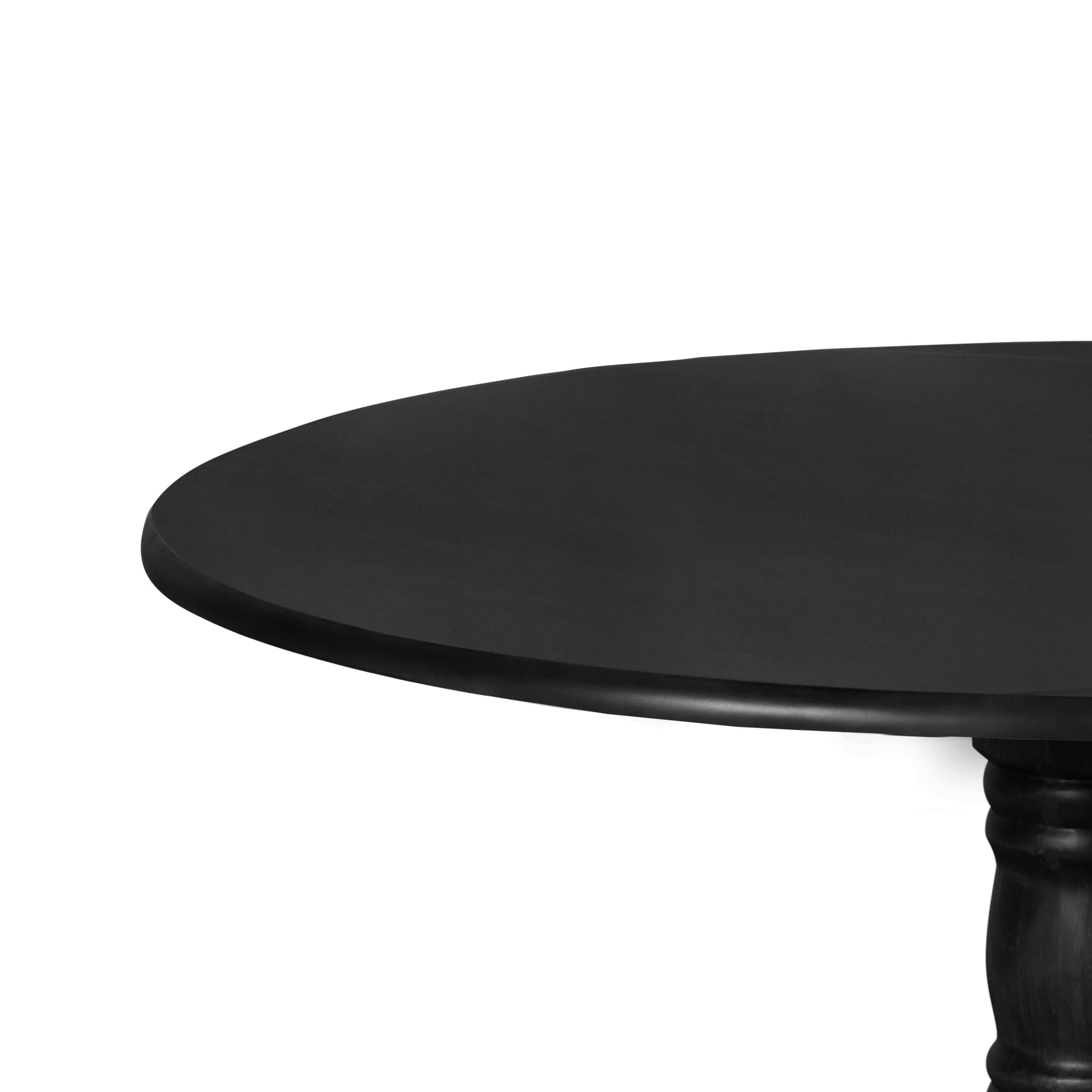 Home Design Olivia 5-Piece Dining Set, Round Table with 4 Cushioned Chairs, Mid-Century Modern Style, Black, Gray/Black